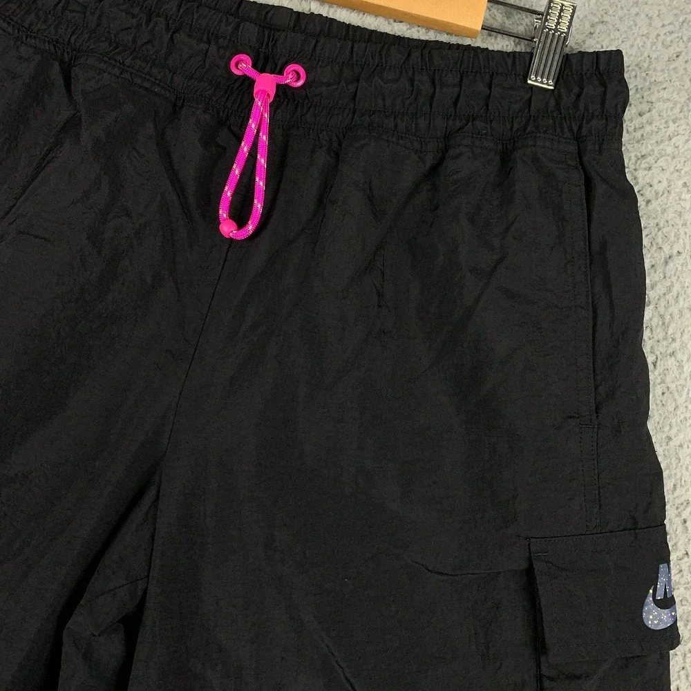 Nike Black Cargo Joggers with Pink Drawstring